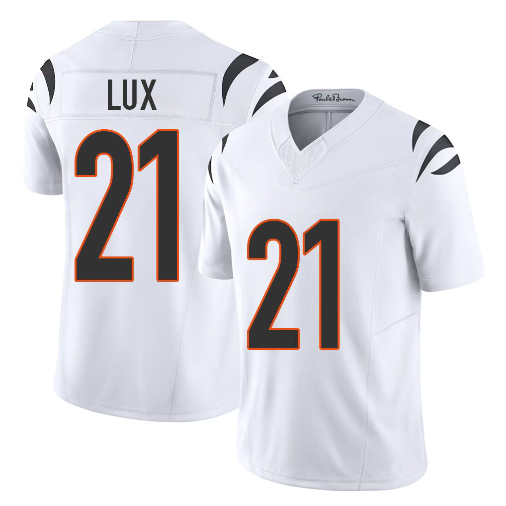 Cincinnati #21 Lux Player Football V Neck Short Sleeve White Jersey Bralyn For Men Youth Women Gift
