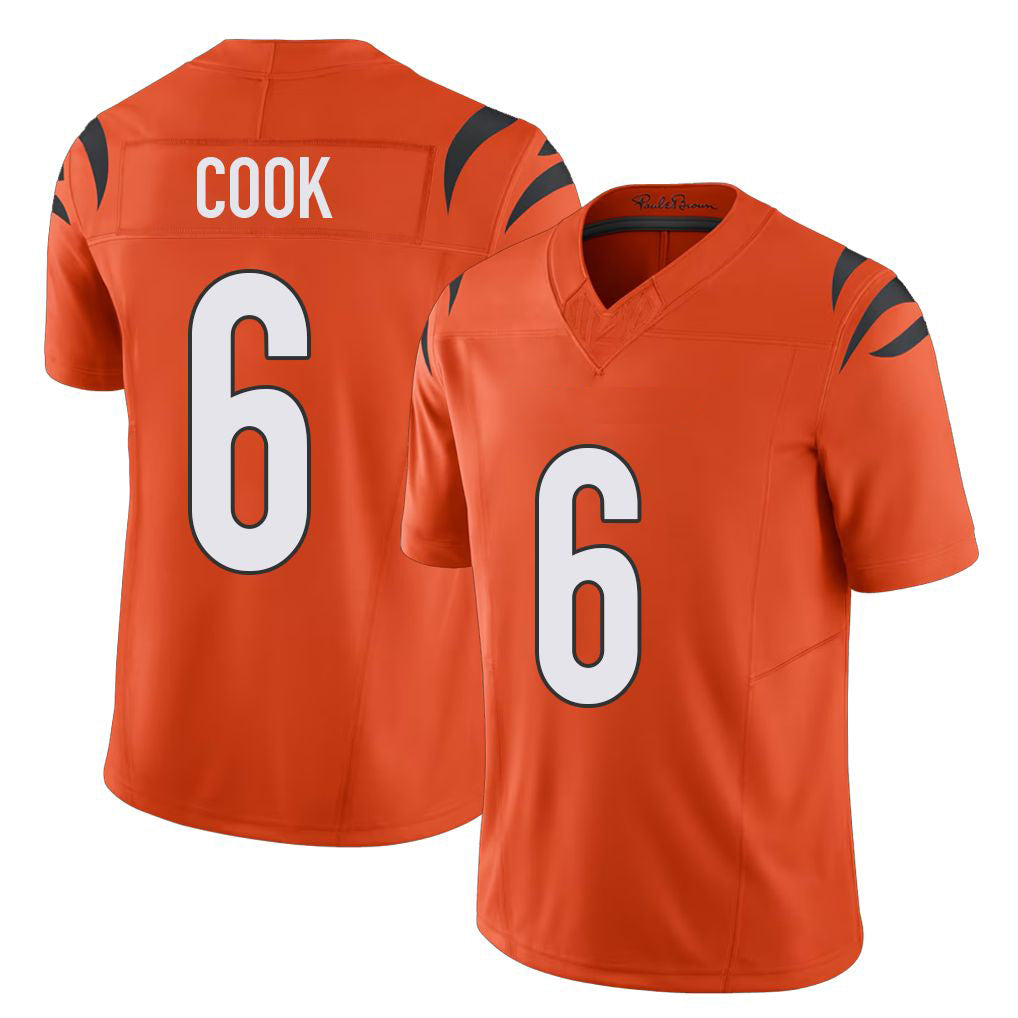 Cincinnati #6 Cook Player Football V Neck Short Sleeve Orange Jersey Bryan For Men Youth Women Gift