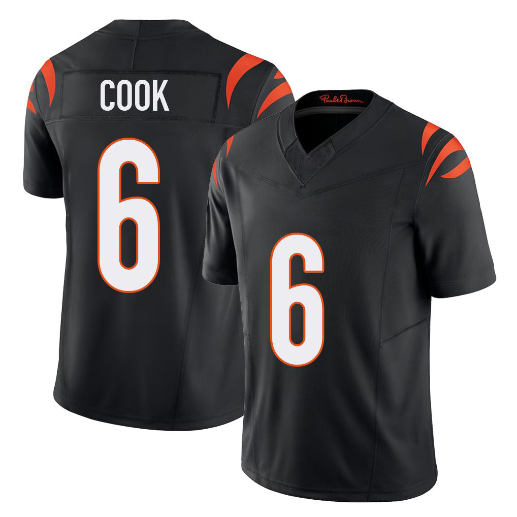 Cincinnati #6 Cook Player Football V Neck Short Sleeve black Jersey Bryan For Men Youth Women Gift