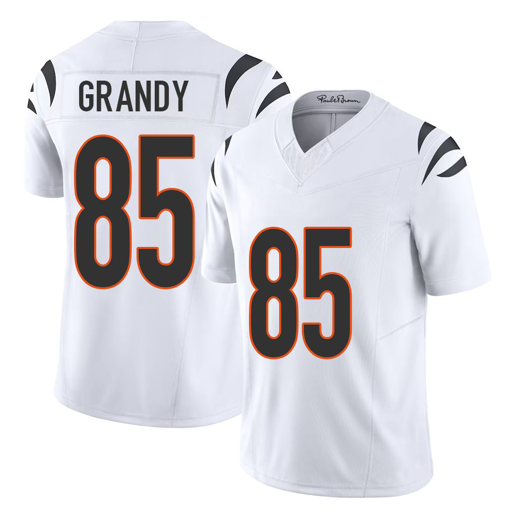 Cincinnati #85 Grandy Player Football V Neck Short Sleeve White Jersey Cam For Men Youth Women Gift