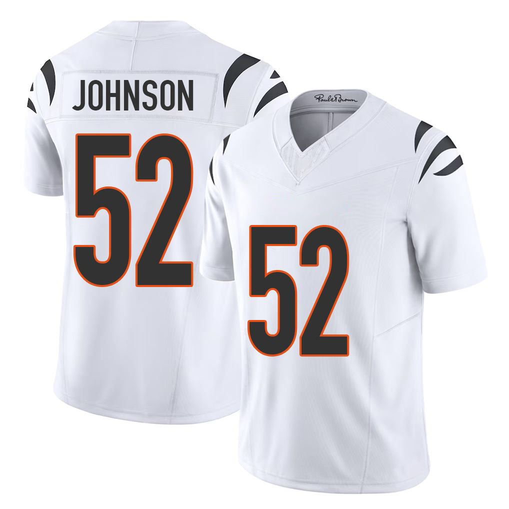 Cincinnati #52 Johnson Player Football V Neck Short Sleeve White Jersey Cedric For Men Youth Women Gift