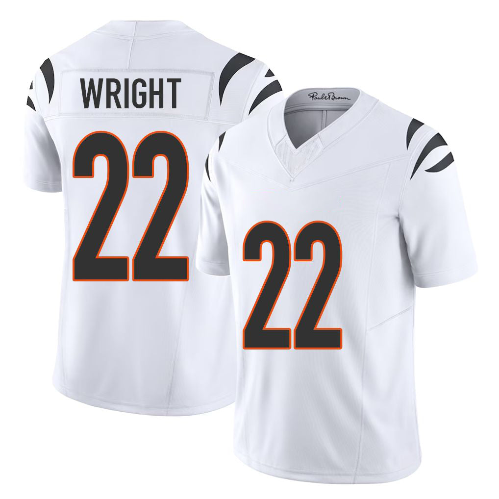 Cincinnati #22 Wright Player Football V Neck Short Sleeve White Jersey Ceyair For Men Youth Women Gift