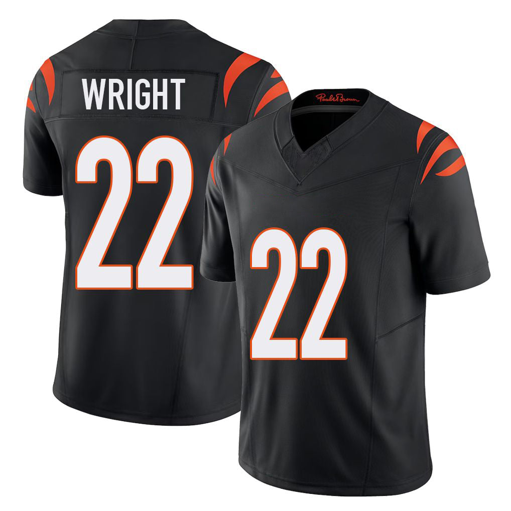 Cincinnati #22 Wright Player Football V Neck Short Sleeve black Jersey Ceyair For Men Youth Women Gift