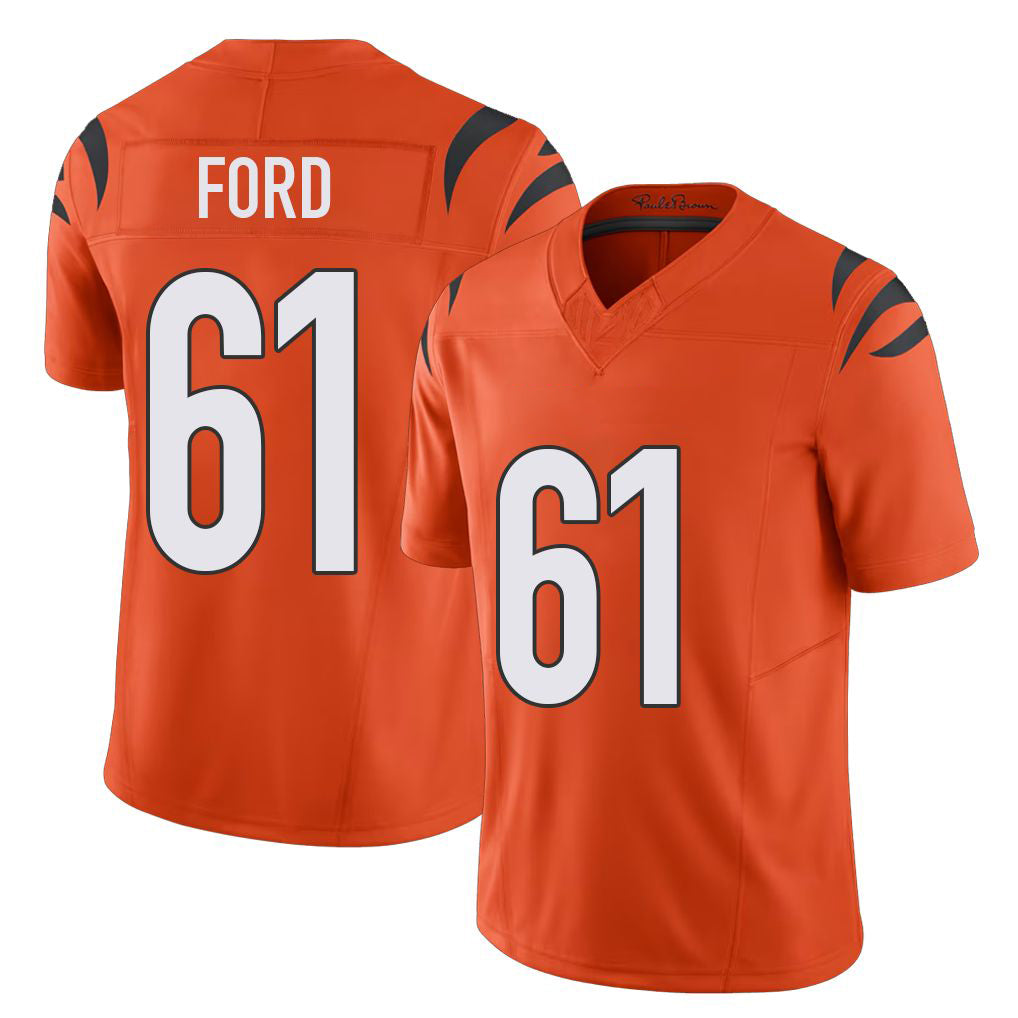 Cincinnati #61 Ford Player Football V Neck Short Sleeve Orange Jersey Cody For Men Youth Women Gift