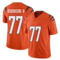 Cincinnati #77 Robinson II Player Football V Neck Short Sleeve Orange Jersey Corey For Men Youth Women Gift