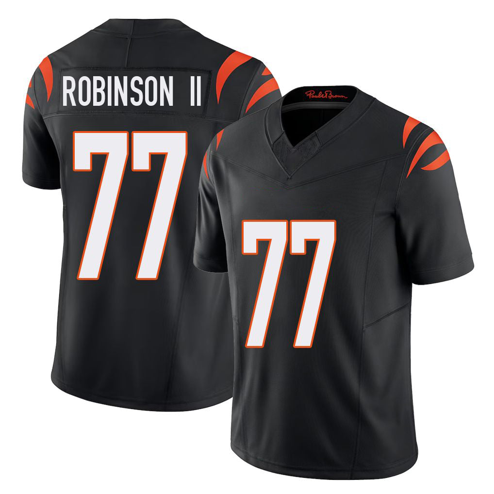 Cincinnati #77 Robinson II Player Football V Neck Short Sleeve black Jersey Corey For Men Youth Women Gift