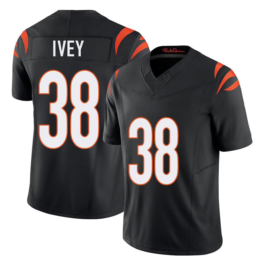 Cincinnati #38 Ivey Player Football V Neck Short Sleeve black Jersey D.J. For Men Youth Women Gift