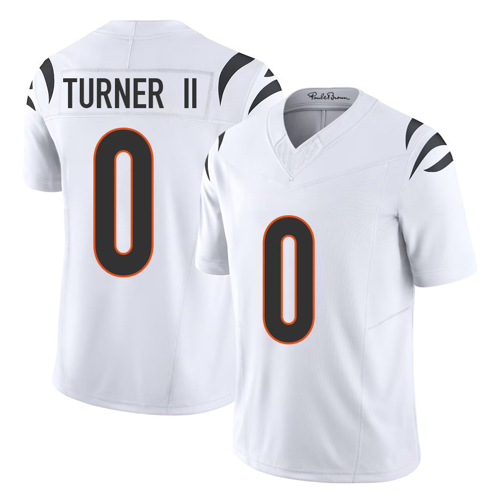 Cincinnati #0 Turner II Player Football V Neck Short Sleeve White Jersey DJ For Men Youth Women Gift