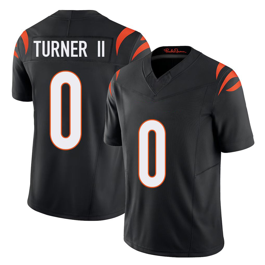 Cincinnati #0 Turner II Player Football V Neck Short Sleeve black Jersey DJ For Men Youth Women Gift
