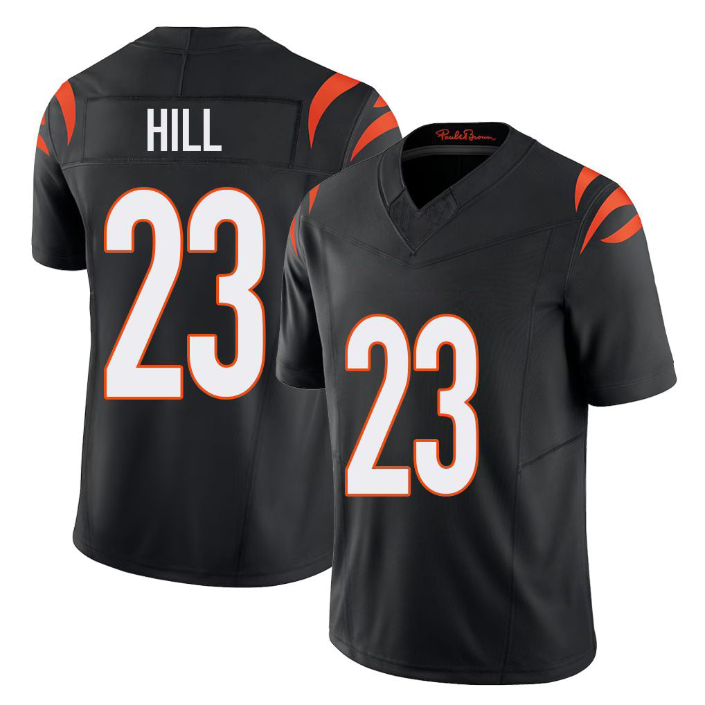Cincinnati #23 Hill Player Football V Neck Short Sleeve black Jersey Daxton For Men Youth Women Gift