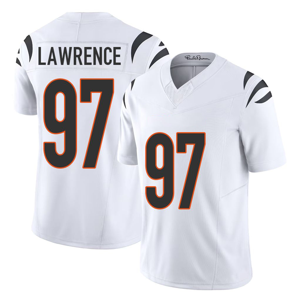 Cincinnati #97 Lawrence Player Football V Neck Short Sleeve White Jersey Dexter For Men Youth Women Gift