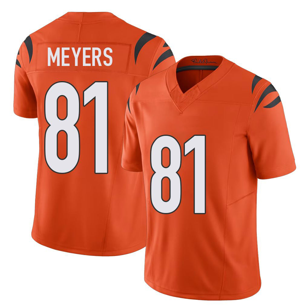 Cincinnati #81 Meyers Player Football V Neck Short Sleeve Orange Jersey Dohnte For Men Youth Women Gift