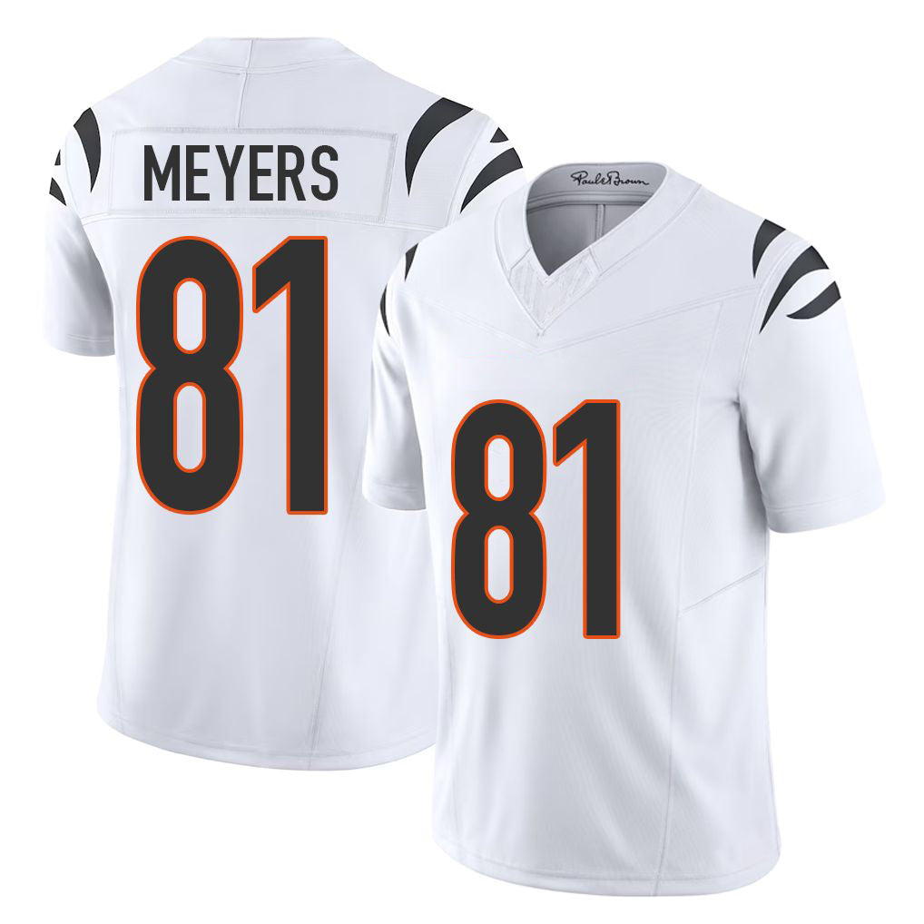 Cincinnati #81 Meyers Player Football V Neck Short Sleeve White Jersey Dohnte For Men Youth Women Gift