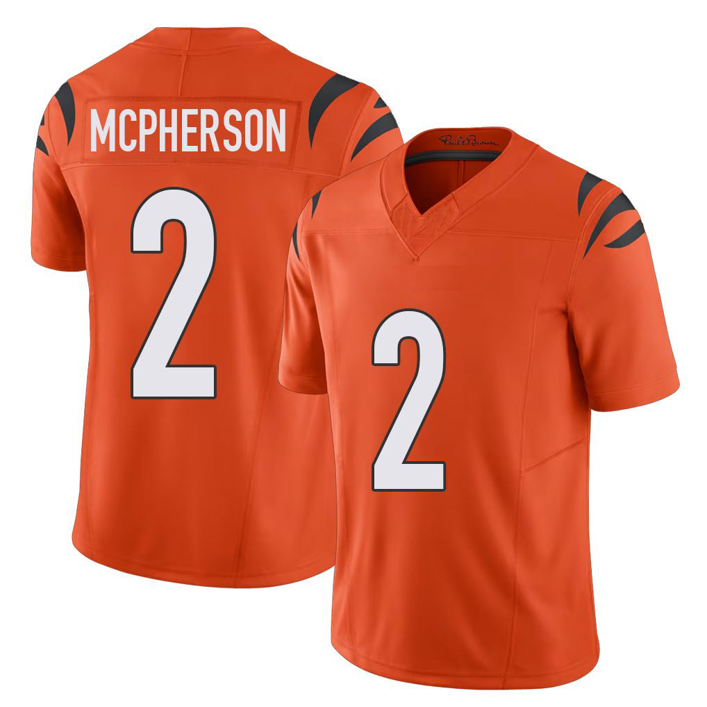 Cincinnati #2 McPherson Player Football V Neck Short Sleeve Orange Jersey Evan For Men Youth Women Gift