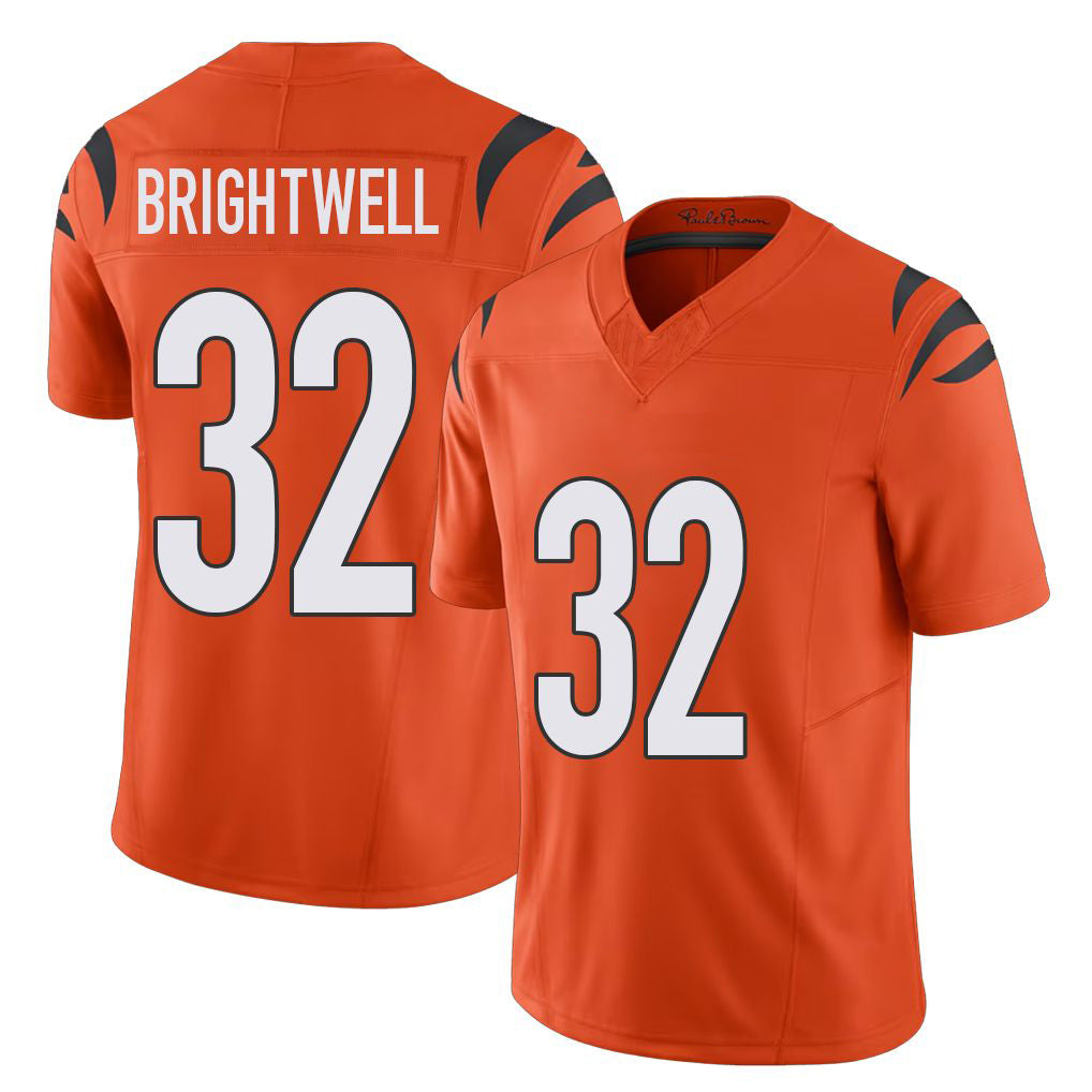 Cincinnati #32 Brightwell Player Football V Neck Short Sleeve Orange Jersey Gary For Men Youth Women Gift