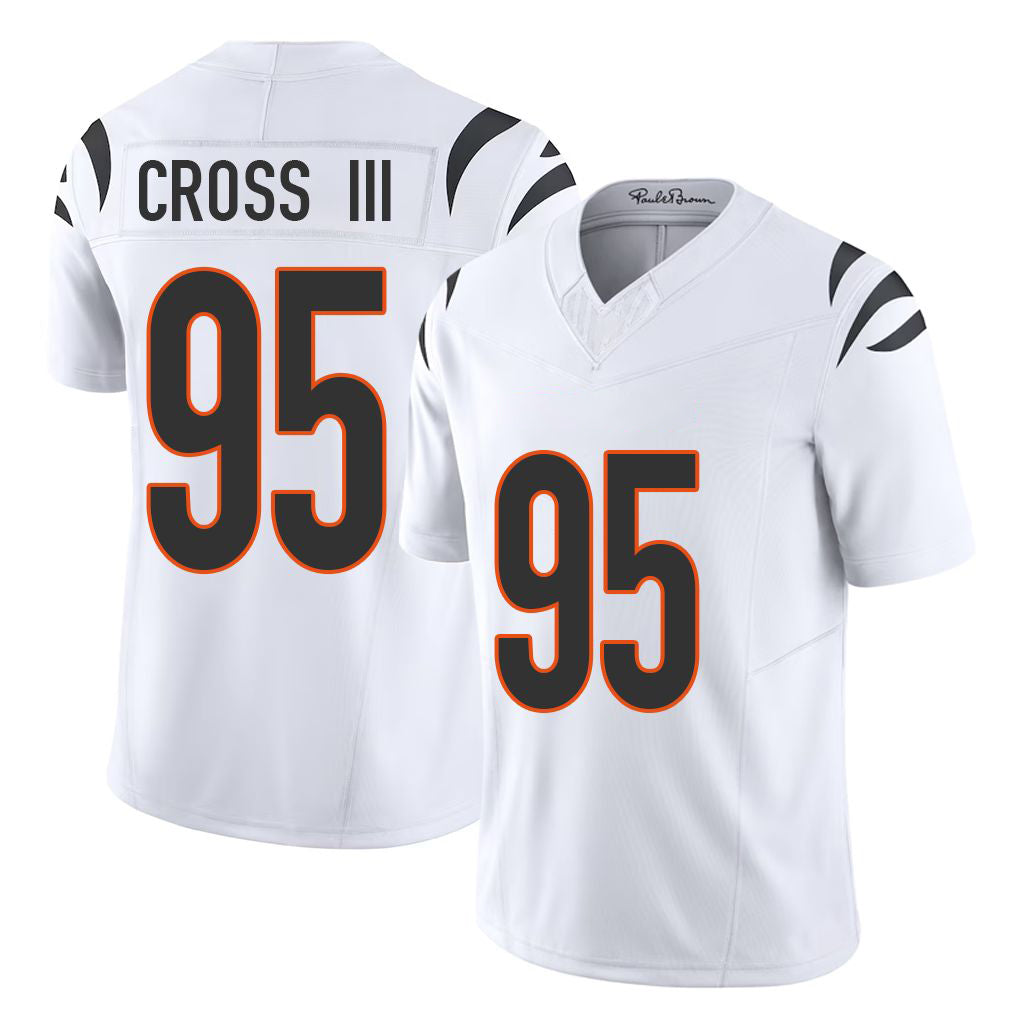 Cincinnati #95 Cross III Player Football V Neck Short Sleeve White Jersey Howard For Men Youth Women Gift