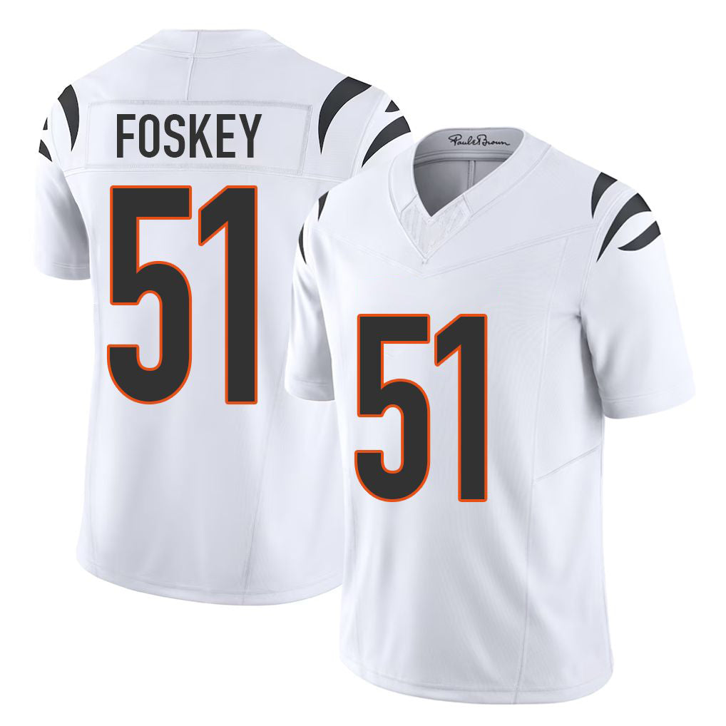 Cincinnati #51 Foskey Player Football V Neck Short Sleeve White Jersey Isaiah For Men Youth Women Gift