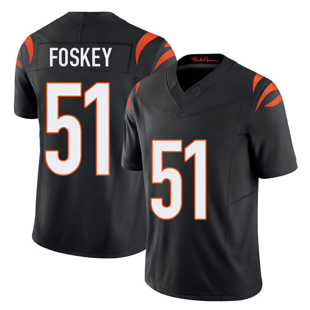 Cincinnati #51 Foskey Player Football V Neck Short Sleeve black Jersey Isaiah For Men Youth Women Gift