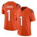 Cincinnati #1 Chase Player Football V Neck Short Sleeve Orange Jersey Ja'Marr For Men Youth Women Gift