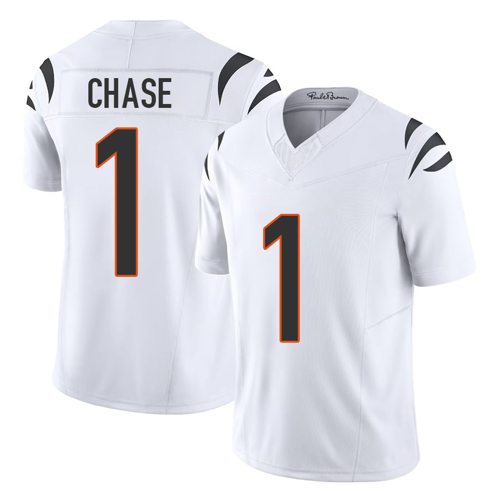 Cincinnati #1 Chase Player Football V Neck Short Sleeve White Jersey Ja'Marr For Men Youth Women Gift