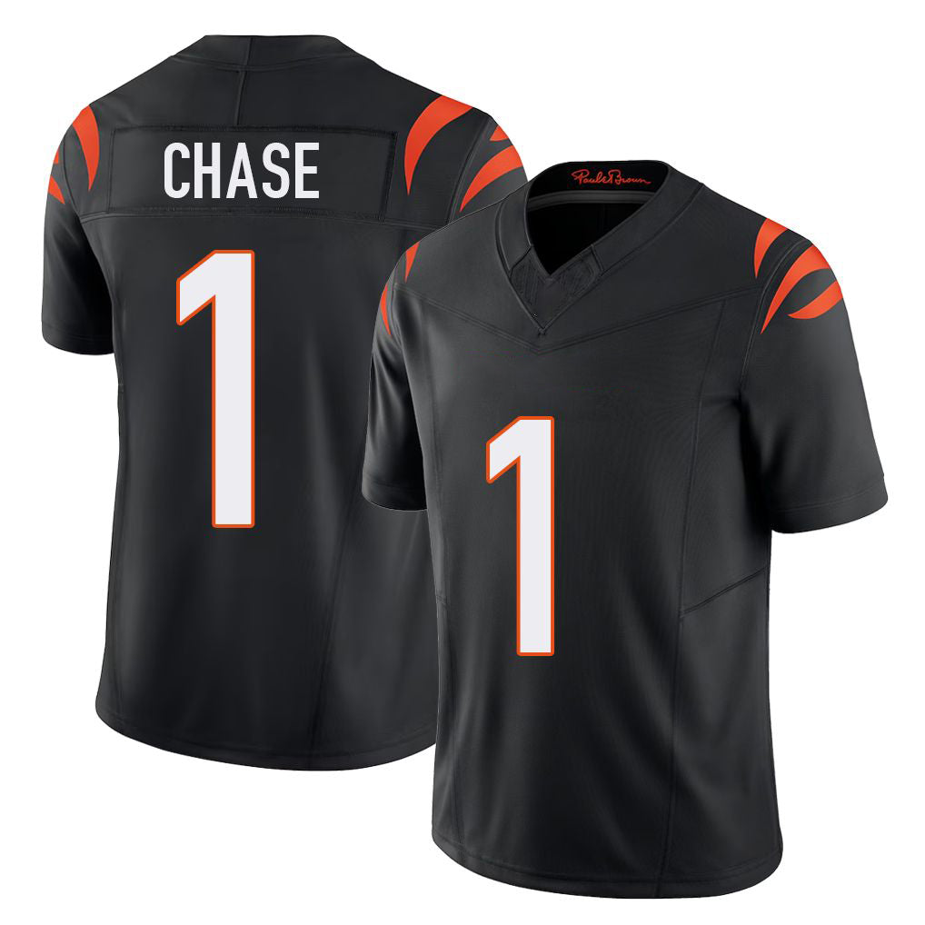Cincinnati #1 Chase Player Football V Neck Short Sleeve black Jersey Ja'Marr For Men Youth Women Gift