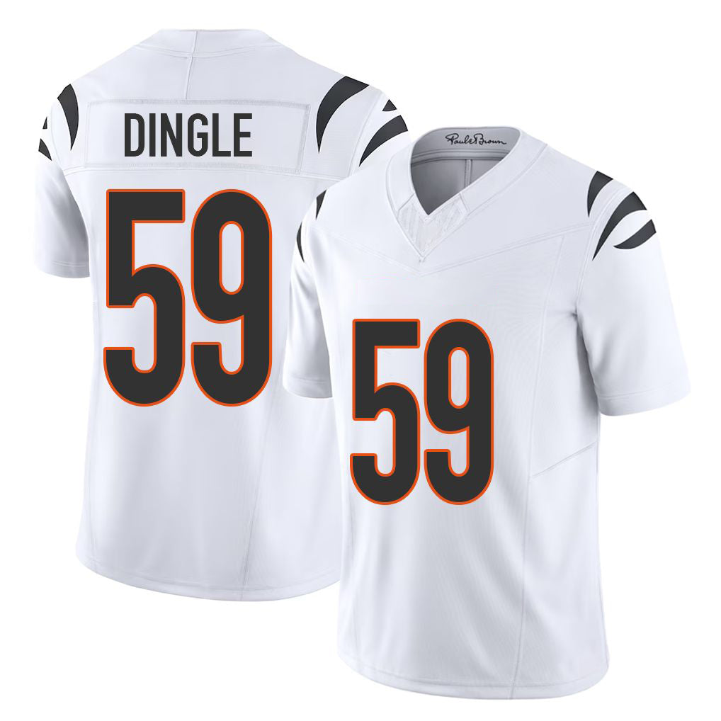 Cincinnati #59 Dingle Player Football V Neck Short Sleeve White Jersey Jack For Men Youth Women Gift