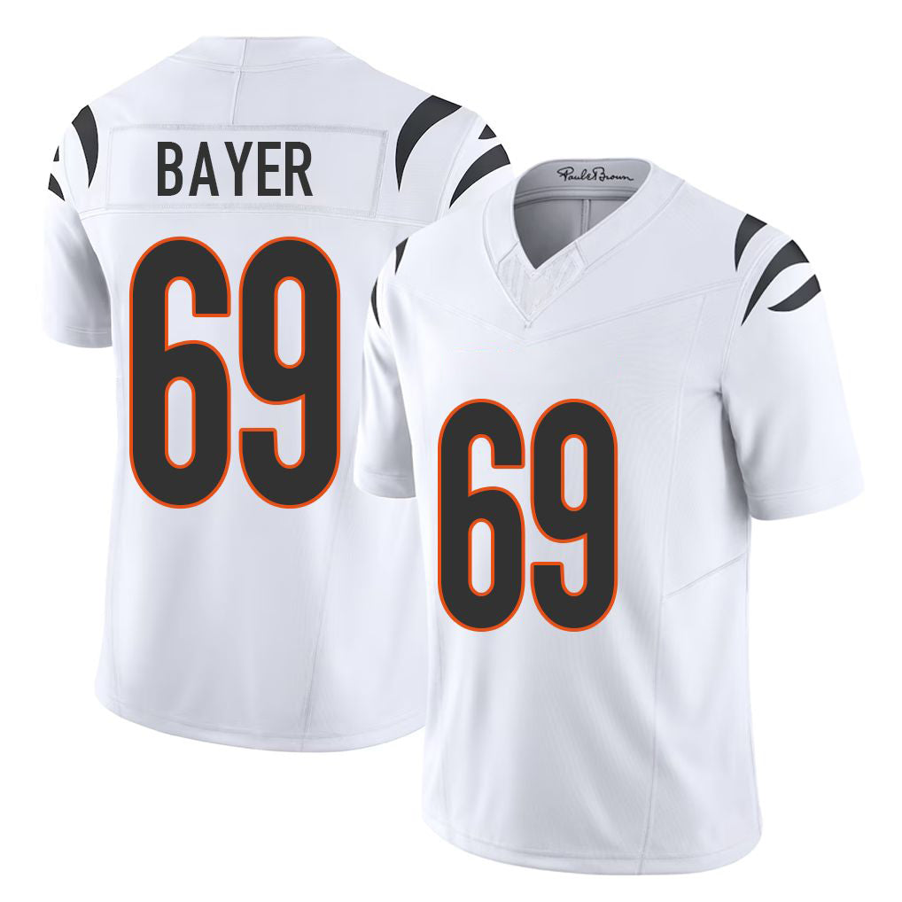 Cincinnati #69 Bayer Player Football V Neck Short Sleeve White Jersey Jacob For Men Youth Women Gift