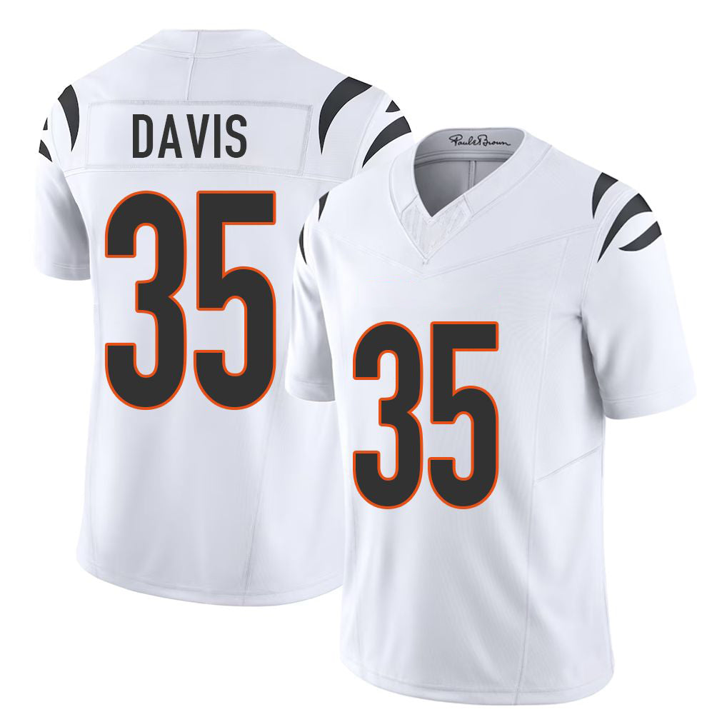 Cincinnati #35 Davis Player Football V Neck Short Sleeve White Jersey Jalen For Men Youth Women Gift