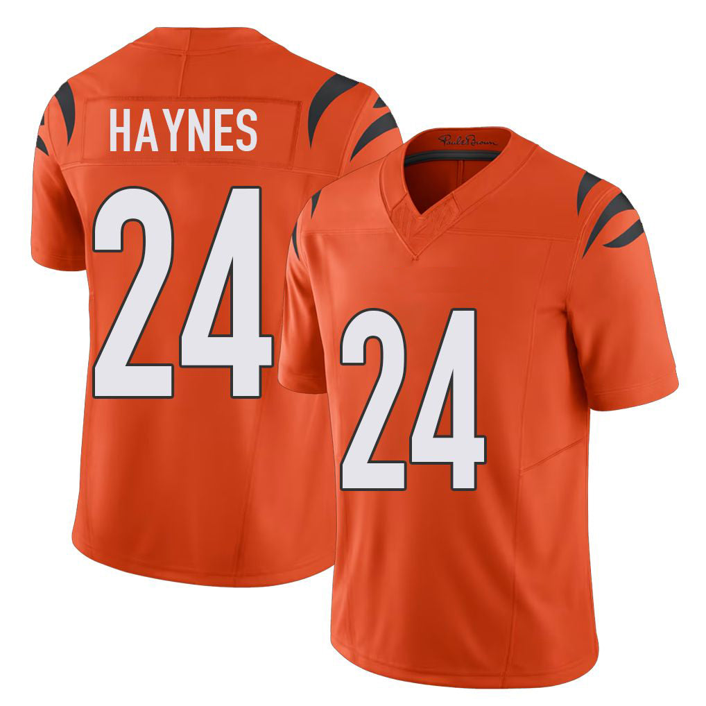 Cincinnati #24 Haynes Player Football V Neck Short Sleeve Orange Jersey Jamal For Men Youth Women Gift