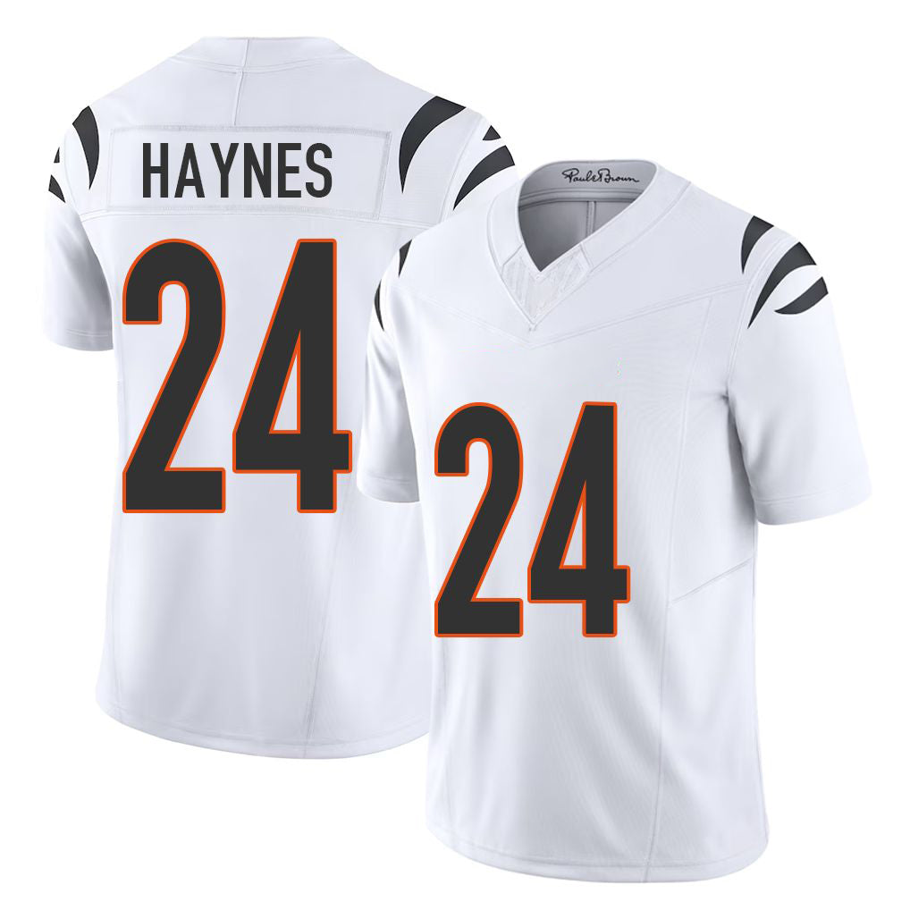 Cincinnati #24 Haynes Player Football V Neck Short Sleeve White Jersey Jamal For Men Youth Women Gift