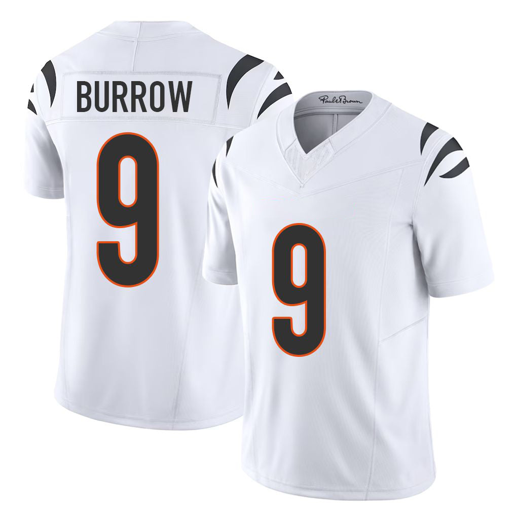 Cincinnati #9 Burrow Player Football V Neck Short Sleeve White Jersey Joe For Men Youth Women Gift