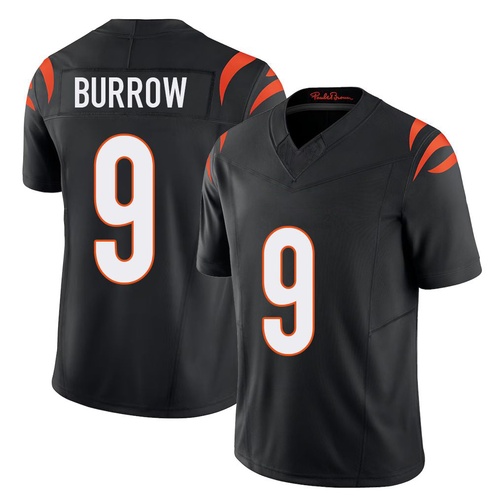 Cincinnati #9 Burrow Player Football V Neck Short Sleeve black Jersey Joe For Men Youth Women Gift