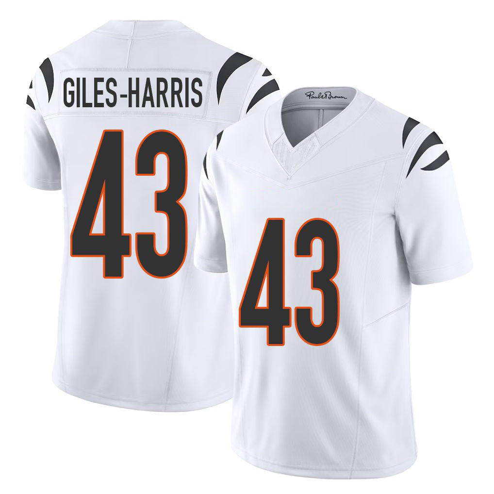 Cincinnati #43 Giles-Harris Player Football V Neck Short Sleeve White Jersey Joe For Men Youth Women Gift