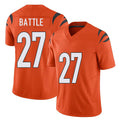 Cincinnati #27 Battle Player Football V Neck Short Sleeve Orange Jersey Jordan For Men Youth Women Gift