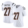 Cincinnati #27 Battle Player Football V Neck Short Sleeve White Jersey Jordan For Men Youth Women Gift