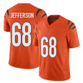 Cincinnati #68 Jefferson Player Football V Neck Short Sleeve Orange Jersey Jordan For Men Youth Women Gift