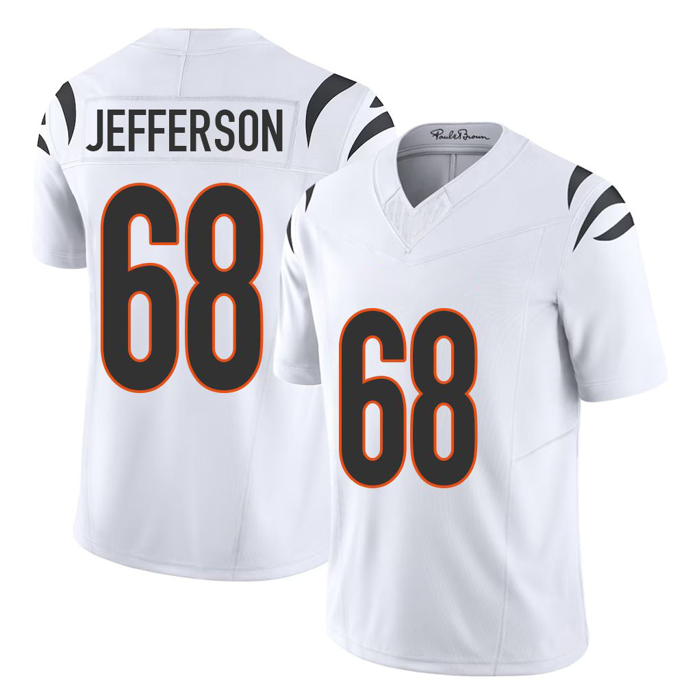 Cincinnati #68 Jefferson Player Football V Neck Short Sleeve White Jersey Jordan For Men Youth Women Gift