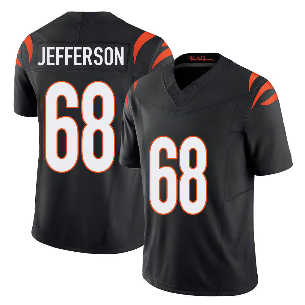 Cincinnati #68 Jefferson Player Football V Neck Short Sleeve black Jersey Jordan For Men Youth Women Gift