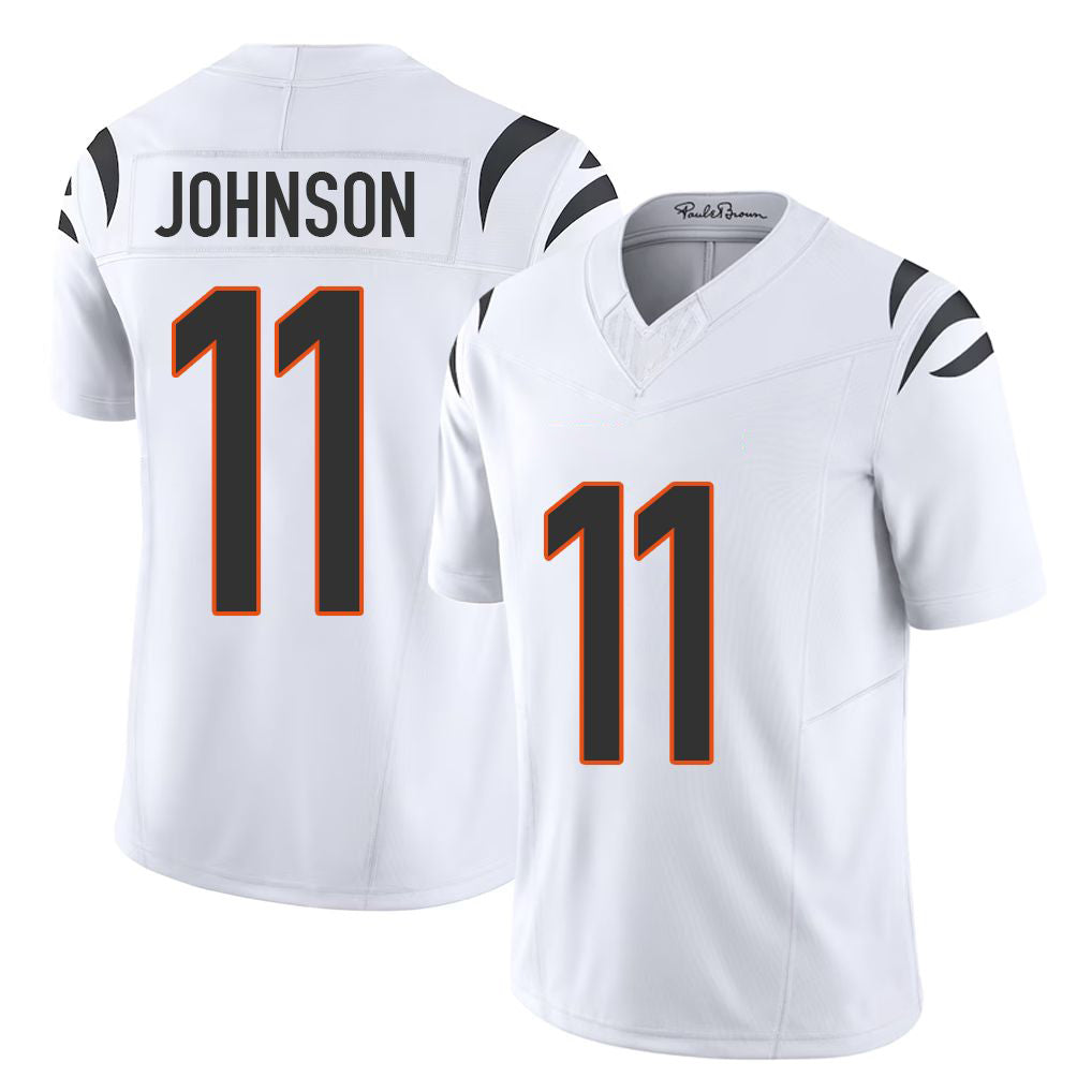 Cincinnati #11 Johnson Player Football V Neck Short Sleeve White Jersey Josh For Men Youth Women Gift