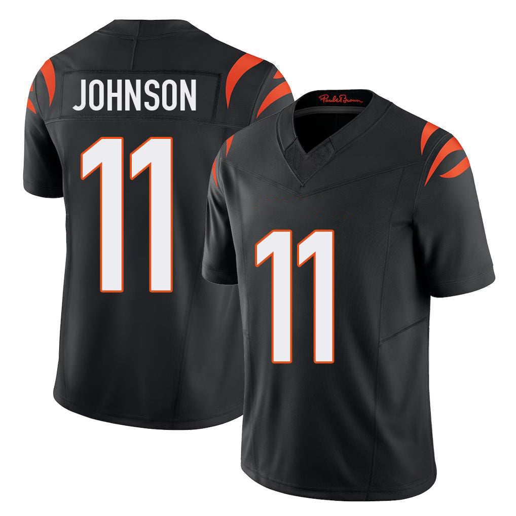 Cincinnati #11 Johnson Player Football V Neck Short Sleeve black Jersey Josh For Men Youth Women Gift