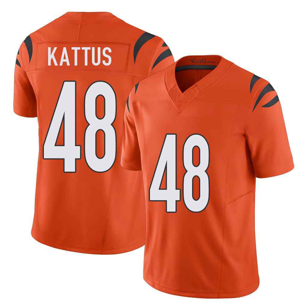 Cincinnati #48 Kattus Player Football V Neck Short Sleeve Orange Jersey Josh For Men Youth Women Gift