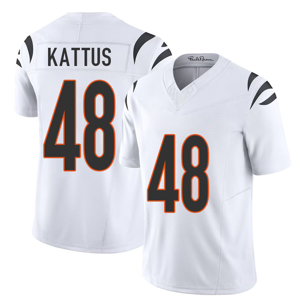 Cincinnati #48 Kattus Player Football V Neck Short Sleeve White Jersey Josh For Men Youth Women Gift