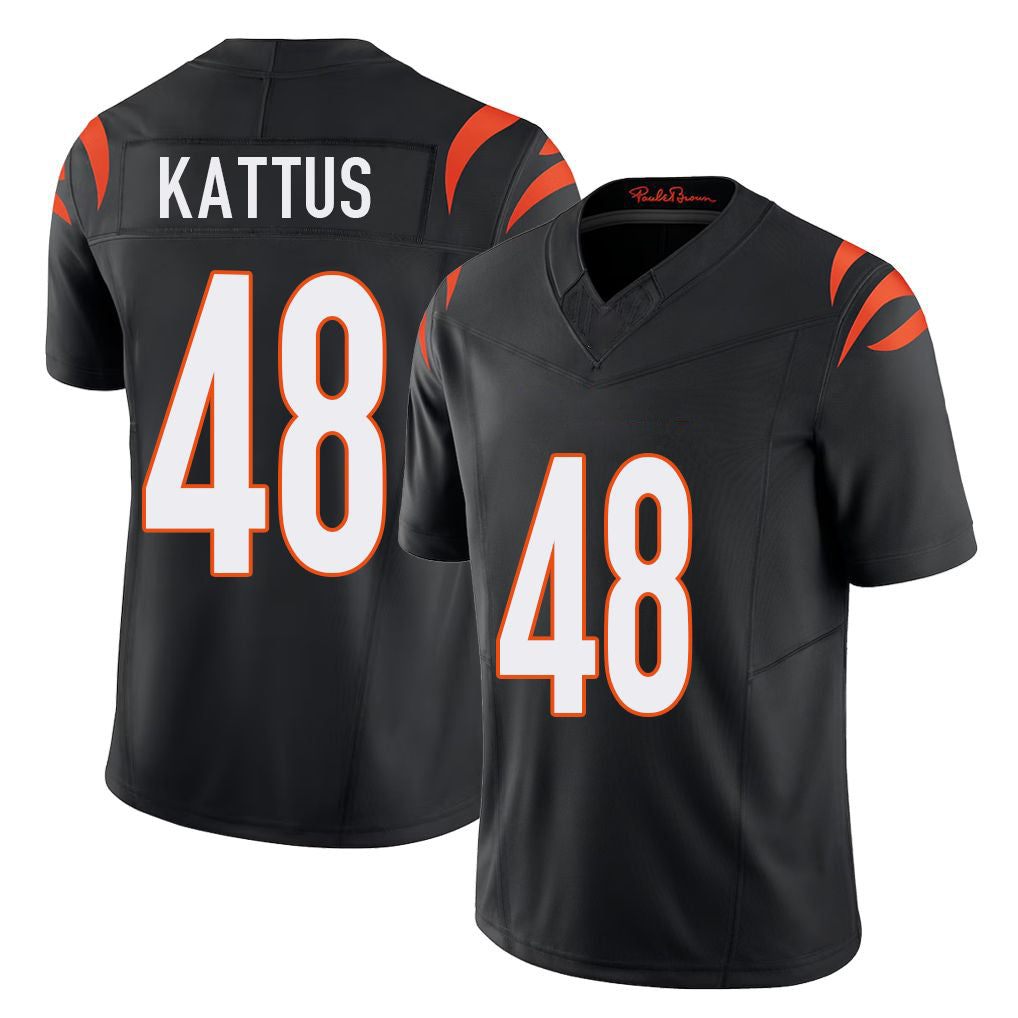 Cincinnati #48 Kattus Player Football V Neck Short Sleeve black Jersey Josh For Men Youth Women Gift