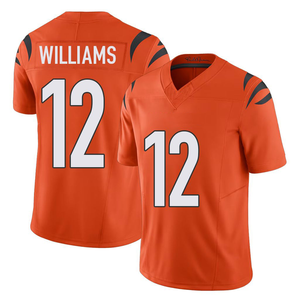 Cincinnati #12 Williams Player Football V Neck Short Sleeve Orange Jersey Ke'Shawn For Men Youth Women Gift