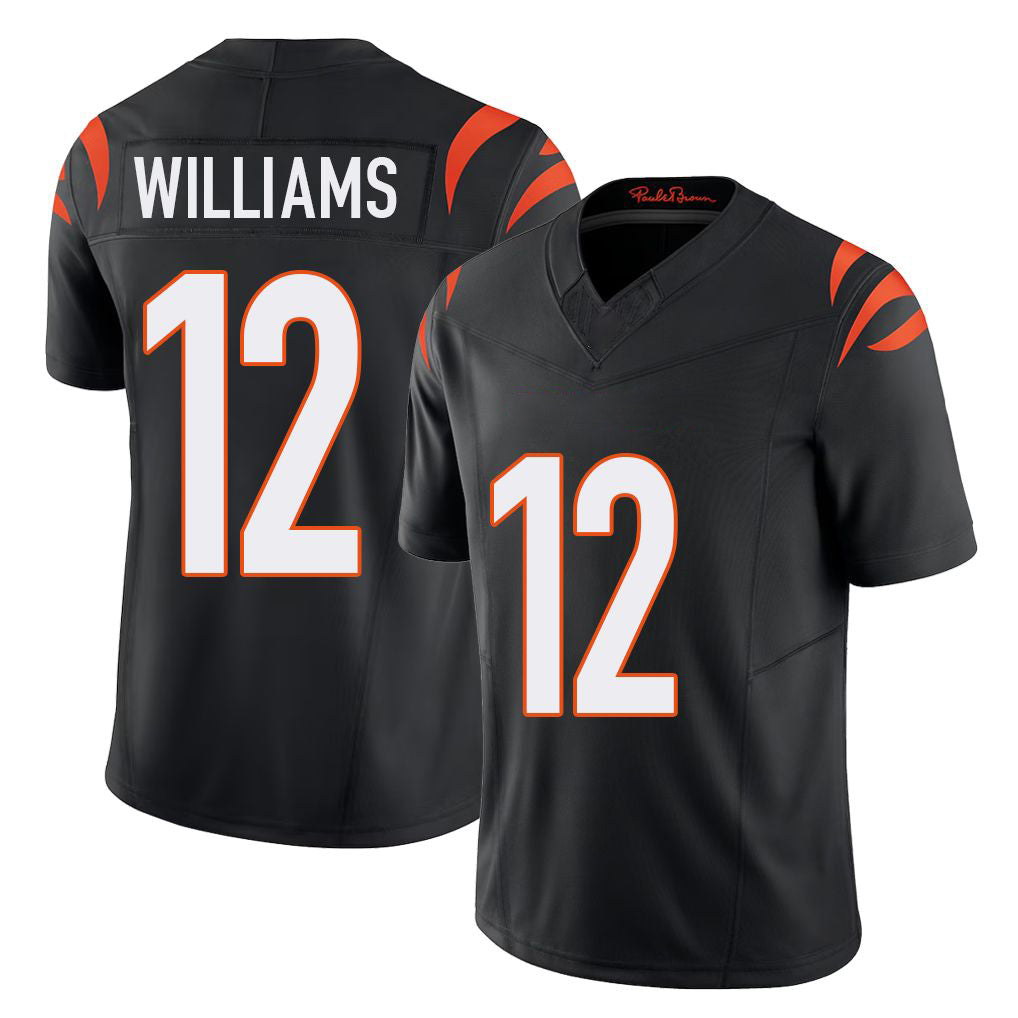 Cincinnati #12 Williams Player Football V Neck Short Sleeve black Jersey Ke'Shawn For Men Youth Women Gift