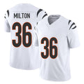 Cincinnati #36 Milton Player Football V Neck Short Sleeve White Jersey Kendall For Men Youth Women Gift