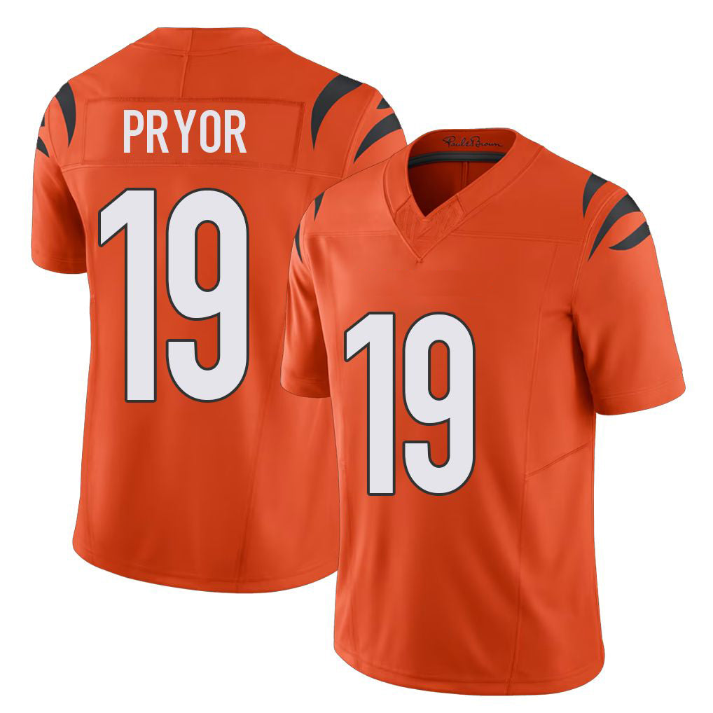 Cincinnati #19 Pryor Player Football V Neck Short Sleeve Orange Jersey Kendric For Men Youth Women Gift