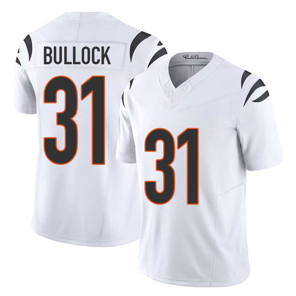 Cincinnati #31 Bullock Player Football V Neck Short Sleeve White Jersey Kentrel For Men Youth Women Gift