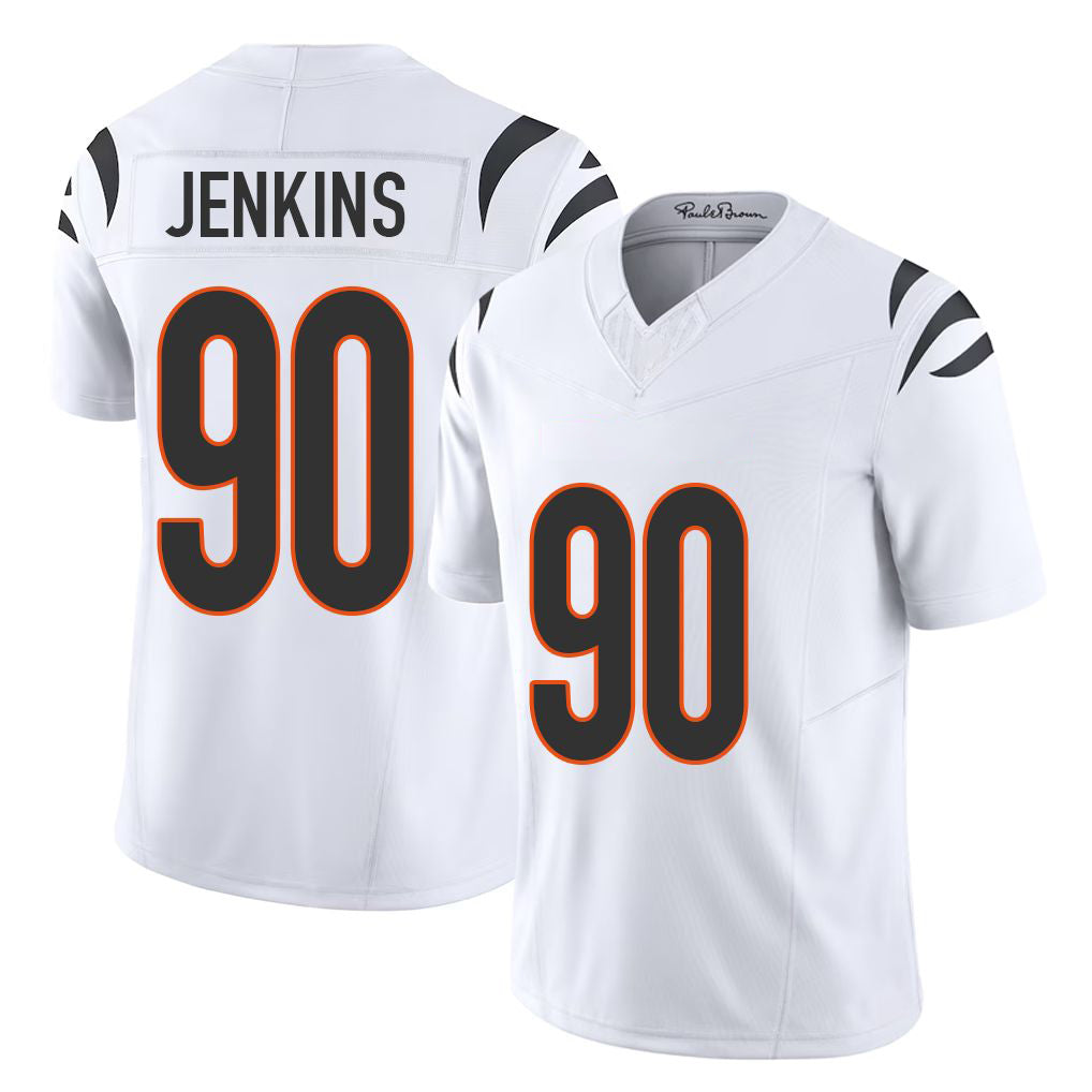 Cincinnati #90 Jenkins Player Football V Neck Short Sleeve White Jersey Kris For Men Youth Women Gift