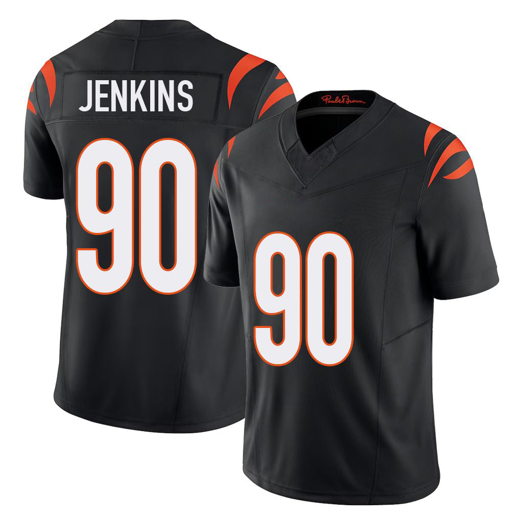 Cincinnati #90 Jenkins Player Football V Neck Short Sleeve black Jersey Kris For Men Youth Women Gift